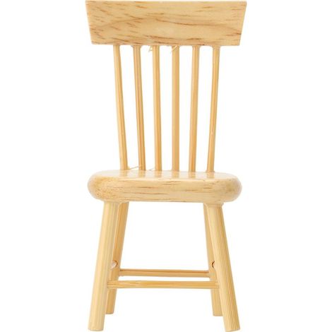 Chaise de salle à manger miniature en bois, accessoire pour maison de poupée à l'échelle 1:12 (couleur bois) (1/5)