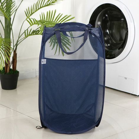 Grand Panier à Linge Panier à Linge Pliable Pliable Filet Panier à Linge Pliable Pop-Up Panier à Linge Pliable avec Poignée Panier Gain de Place Bleu Marine (1/5)