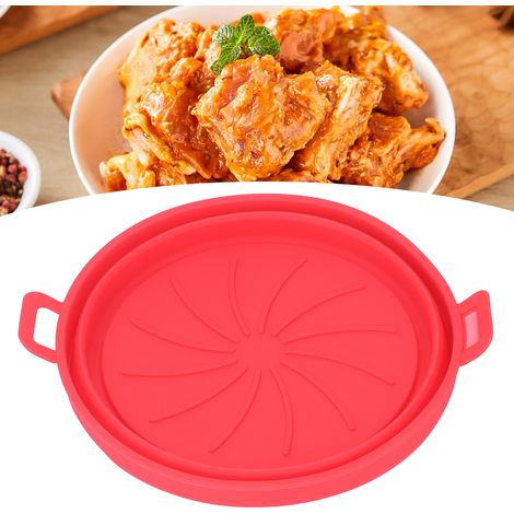 Accessoire pour friteuse à air chaud : plaque de cuisson ronde pliable en silicone, pot en silicone rouge, diamètre 21 cm (1/5)