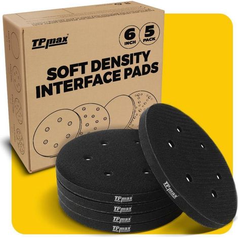 5er Pack 150mm Schleif-Schnittstellenpads, 6-Loch, weiche Dichte, Klettverschluss (1/5)