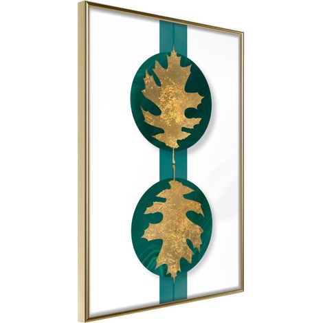 Affiche Murale Encadrée "Gilded Oak Leaves" 40 x 60 cm Or (1/2)