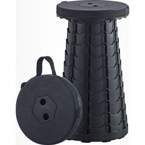 Tabouret pliant portable noir (1 pièce), tabouret rétractable, tabouret de camping (1/5)
