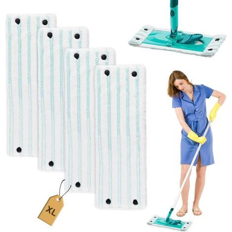 4-teiliges Ersatz-Wischmopp-Set für Leifheit Clean Twist XL Micro Duo (49 x 15 cm), Mikrofaser-Ersatzbezüge für Leifheit Clean Twist XL Micro Duo, geeignet für alle Bodenarten, zur Bodenreinigung (1/4)