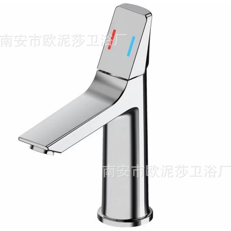 New Gunmetal Gray Washbasin Hot and Cold Water Faucet for Home Bathroom Countertop Basin Single Hole Splash-Proof Faucet - Electroplated Model