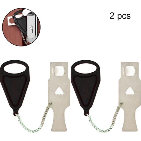 Verrou Portatif Pour Porte - 13 x 4,2 cm Plaque En Acier Inoxydable - Bloc En PP 10,2 x 5,5 cm - Sécurité Complémentaire Pour Voyage Et Logement Temporaire - 2 Pièces (1/5)