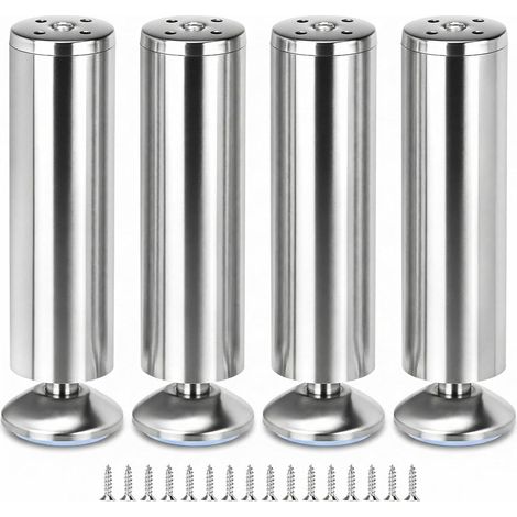 4pcs Pieds de Meuble réglables - 20 cm, 10 mm réglables, Acier Inoxydable - capacité de Charge 200 kg - pour canapé, lit, Table Basse, Armoire (1/5)