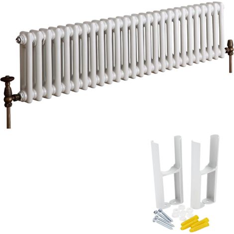 Milano Windsor White Cast Iron Style Horizontal Double Column Radiator with Feet - 300mm x 1190mm (1/5)