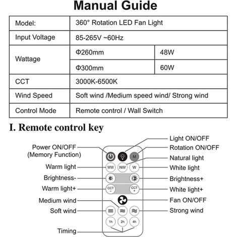 Ventilateur de plafond à intensité variable avec éclairage, lustre LED E27, rotation à 360° avec télécommande, 3 vitesses de ventilation, pour cuisine, salon (48W) (1/5)
