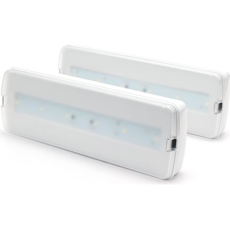 Pack 2 éclairages de secours LED 3 W 265 lm 3 h avec kit de montage inclus