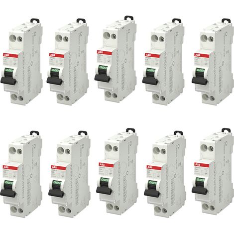 ABB Lot de 10 disjoncteurs Ph+N raccordement Vis 20A-4,5Ka - Courbe C (1/4)