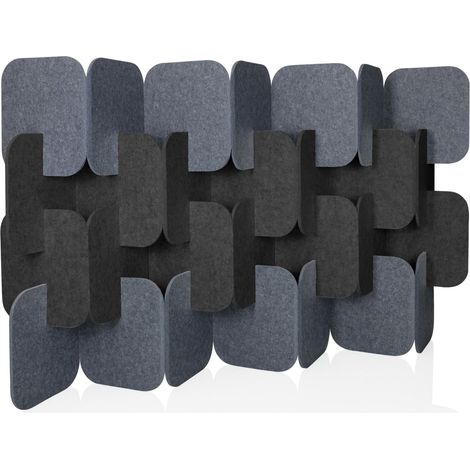 Akustik Stellwand FLEXMIUT PLUG PET 4er Set 109x170x25cm grau/dunkelgrau hjh OFFICE (1/4)