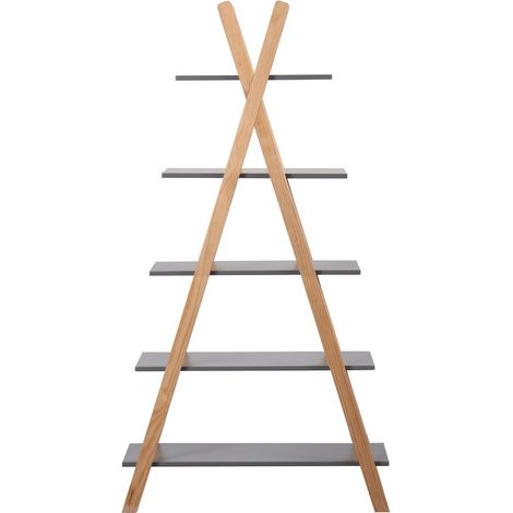 Étagère Tipi pour Chambre d'Enfant Bibliothèque en Bois de Pin et MDF Gris à 5 Niveaux - PANGIVO (1/5)