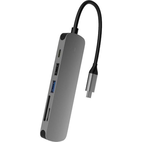 6-in-1 USB-Dock, USB-C-Adapter-Hub, USB-C auf HDMI 4K, USB-A 3.0/2.0, SD/TF-Kartenleser, USB-C-Lade- und Datenkabel, Aluminiumlegierung (1/3)