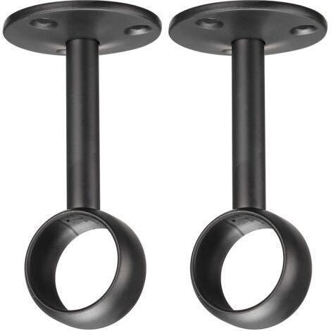 Supports de placard pour tringle à rideau, support de levier de tuyau de garde-robe en acier inoxydable de 1.28 pouces, support de supports de plafond, noir 2 pièces