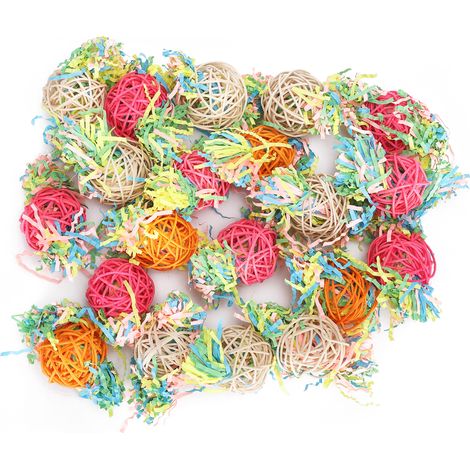 Lot de 20 jouets à suspendre pour oiseaux (perroquets), jouets à mâcher et à mordiller, accessoires de couleurs assorties (1/5)