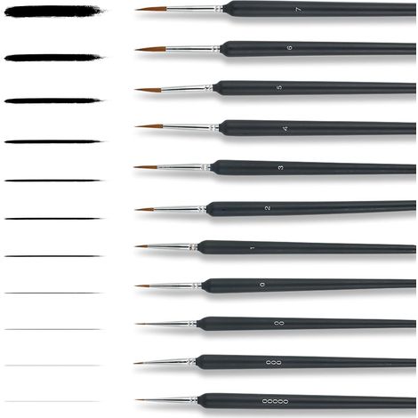 Feines Pinselset, 11-teiliges Pinselset für Aquarell, Modellbau und Malerei, Haarpinselset für Künstler und Detailarbeiten.