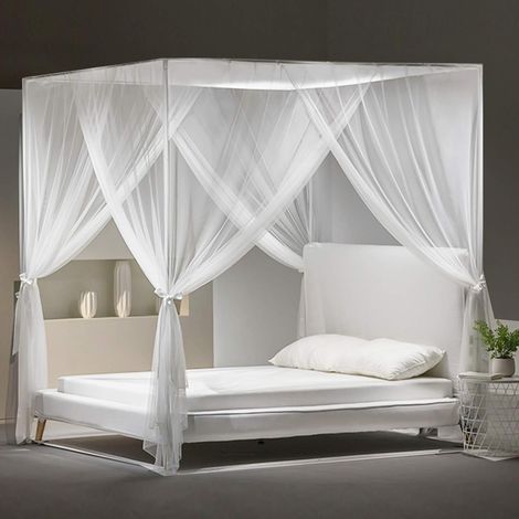 Double Bed Mosquito Net Large Square Mosquito Net Single Beds 4 Doors for Universal Anti-Insect Voile Indoor and Outdoor Canopy 210190240cm with Installation Tool (1/5)