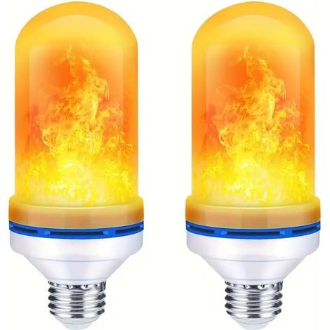 Ampoules à flamme LED E27, clignotant jaune, 4 Modes d'éclairage, ampoules à effet de flamme, adaptées à la maison, décoration de fête, paquet de 2 (1/5)