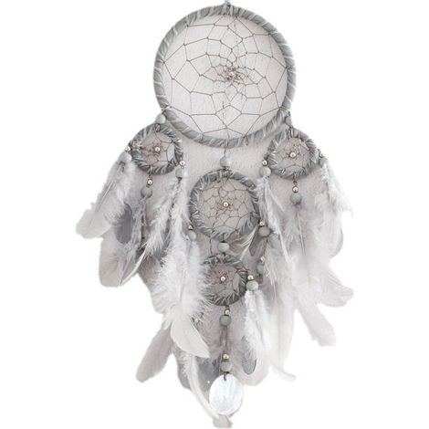 Sollbry x Traumfänger für Mädchen, handgefertigter Feder-Traumfänger, Wandteppich-Anhänger, Ornament für Schlafzimmer, Wohnzimmer, Dekoration (grau, 9,5 x 25,5 x 16 cm). (1/3)