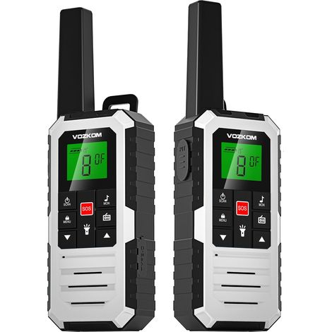 Talkie Walkie pour Adultes Longue Portée, PMR446 sans Licence, Étanche IP67 Rechargeable, 36 Canaux, SOS Lampe LED Radio FM pour Camping Randonnée Ski (Blanc) (1/5)