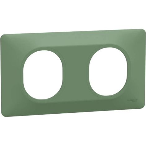 Plaque 2 postes horizontal Ovalis Schneider  Finition: Vert forêt