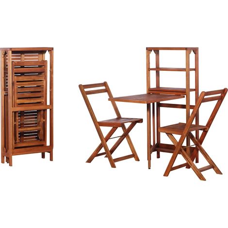 Ensemble bistrot pliable 3 pièces en bois d’acacia massif, table et 2 chaises - PANGIVO (1/5)