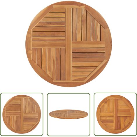 The Living Store Tischplatte Massivholz Teak Rund 2,5 cm 90 cm - Teakholzt Tischplatte - Runde Tischplatte - Esstisch Platte - Outdoor Tischplatte - Gartentischplatte (1/5)