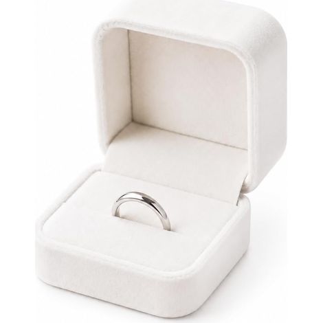 Blanc Velours Boite Bague 5x 4,5 x 4 cm, Boîte à Bague Fiançailles Élégante, Boite Bijoux Cadeau pour Mariage, Proposition, Anniversaire, Saint-Valentin et Présentation de Bijoux (1/5)