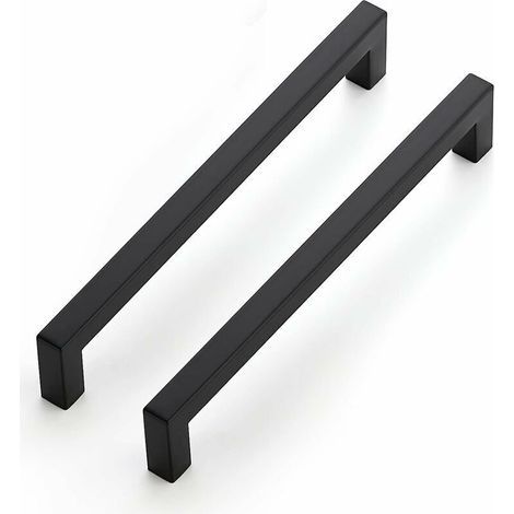 Juego de 10 tiradores negros de 192 mm para armarios de cocina, tiradores de acero inoxidable para cajones, tiradores negros para puertas de armarios de cocina. (1/5)