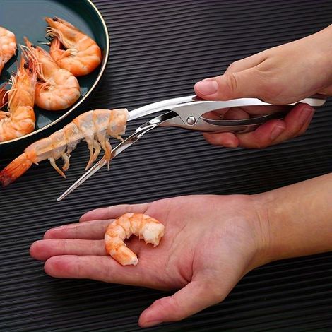 Lot de 1 éplucheur à crevettes en acier inoxydable (motif arête de poisson) – Design ergonomique pour un décorticage sans effort