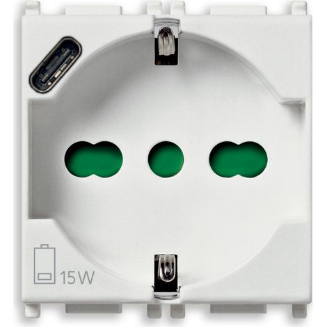 VIMAR - 14210.USB Presa 2P+T 16A universale + USB C bianco