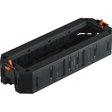 OBO Bettermann Soporte universal para 4 dispositivos Modul45 208x76x40 poliamida negro grafito RAL 9011, 7408727