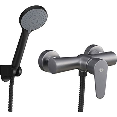 Miscelatore doccia esterno nichel nero satinato con kit doccia Lizzy (1/3)
