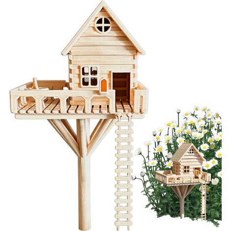 Mini-Baumhaus, kleines Feengarten-Zubehör, Feengärten, Mini-Baumhaus, für Innen- und Außenbereich, Balkone, Veranden, Hinterhof (1/5)
