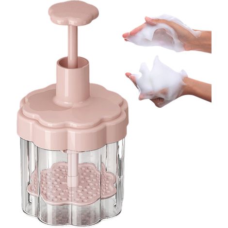 Set di 2 pezzi (bianco + rosa) per creare schiuma di shampoo - strumento per bolle di sapone con impugnatura antiscivolo per casa, viaggi, bagno e scuola. (1/5)