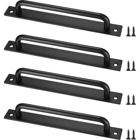 Stück Schiebetürgriffe für Scheunentore, mit Edelstahlplatte für Scheunentore, Schrank, Schwarz, 128 mm Lochabstand FLITI (1/4)