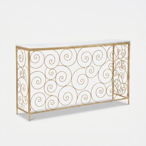 Console Spirale effet marbre blanc et métal doré design élégant (1/5)
