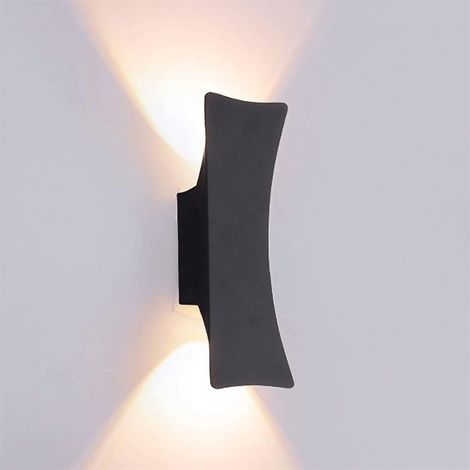 Murale LED Moderne 6W, Lumière Lèche-Mur Lavage Imperméable Noir Mat, Lanterne de Porche Murale Intérieur/Extérieur en Aluminium, Lumières Murales Haut et Bas pour Escalier, Couloir, Garage (1/5)