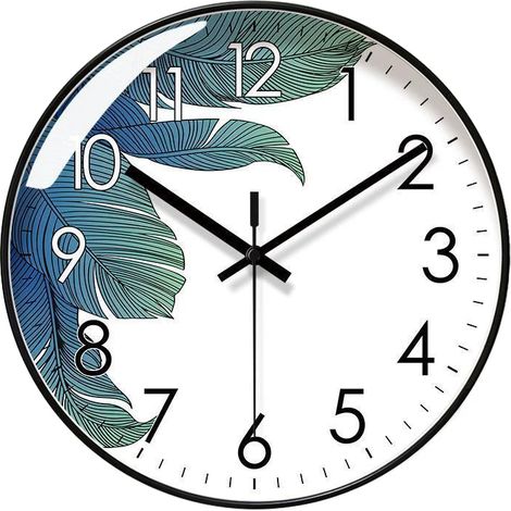 Horloge murale silencieuse en forme de feuille de bananier fraîche (20 cm), décoration murale botanique moderne et artistique, cadeau original (1/5)