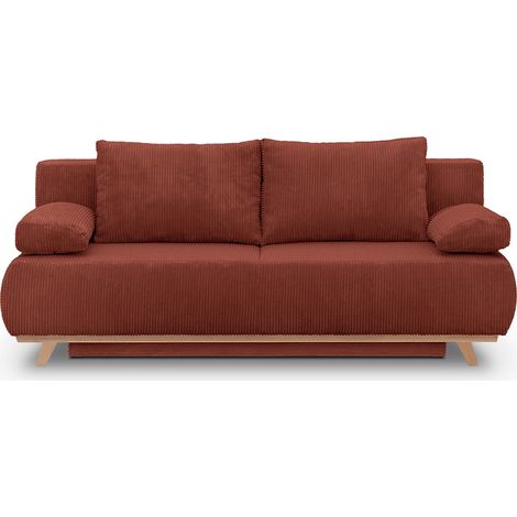 Homifab – Canapé convertible 3 places avec coffre de rangement – Velours côtelé certifié Oeko-Tex® – Couchage 138 x 186 cm – Design modulable (1/5)