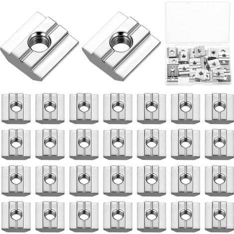 30 Pcs Écrou en T M6, Ecrou a Rainure en T, écrous à rainure en T, Écrou 8 - type B, Ecrou pour Profilé Aluminium 3030 Série (1/5)