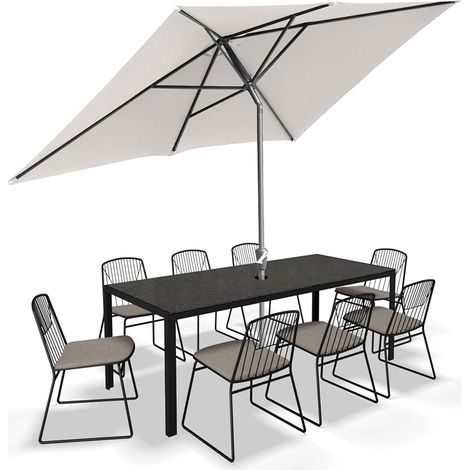 Randaco Sonnenschirm 200x300cm, Gartenschirm, knickbar, Schirmtuch mit PA-Beschichtung, UV-Schutz bis UPF 50+, ohne Ständer, Beige