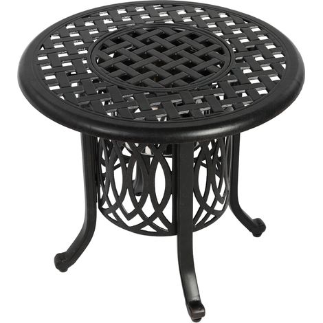 Table d'appoint extérieure en aluminium avec seau à glace, diamètre 55 cm, pieds réglables, bronze (1/5)