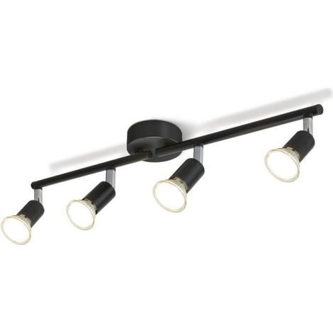 Four-light LED ceiling light, 330° rotating, ideal for a bedroom, kitchen or hallway, GU10 bulb, black (bulb not included) (1/5)