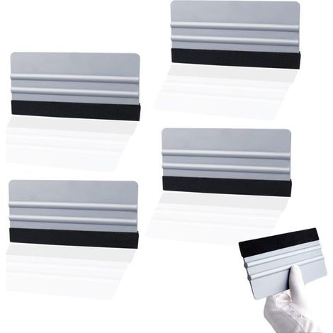CSPARKV 4 Pièces Raclette Avec Bord En Feutre Raclette En Plastique Grande Taille, Haute Ténacité Pour Autocollants, Films Automobiles, Films Pour Vitres,Films Pour Meubles (1/4)
