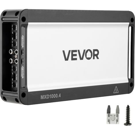 VEVOR Amplificatore Audio per Auto a 4 Canali Potenza a Ponte di Classe D max. 4x500 W a 4 Ohm/4x1000 W a 2 Ohm, Amplificatore per Vericoli Multicanale 14,4V CC Larghezza di Banda 15 Hz-30 kHz