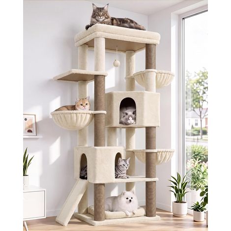 Arbre à Chat Beige XL Stable 180cm pour 3-6 Grand Maine Coon (1/5)