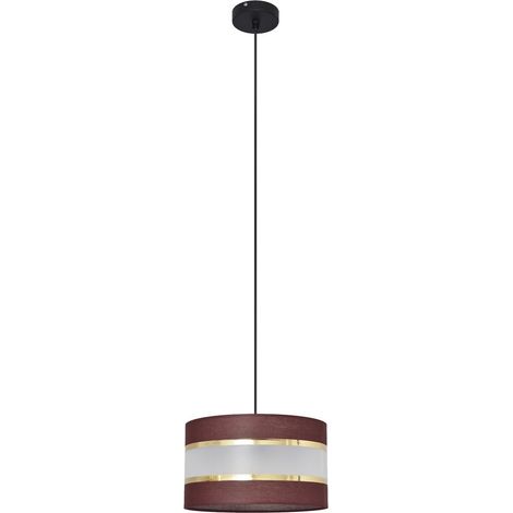Helam HELEN Plafonnier Suspension Cylindrique Marron, Or, Noir 25cm
