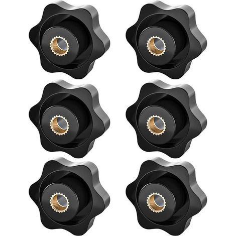 M8 star nut clamping knob, knurled thread, suitable for machines, furniture and electronic equipment, pack of 6. (1/5)