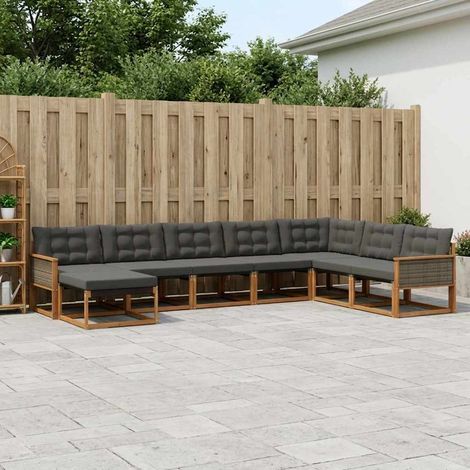 vidaXL Outdoor-Sofagarnitur mit Kissen 8 pcs Natürlich und Schwarz (1/5)